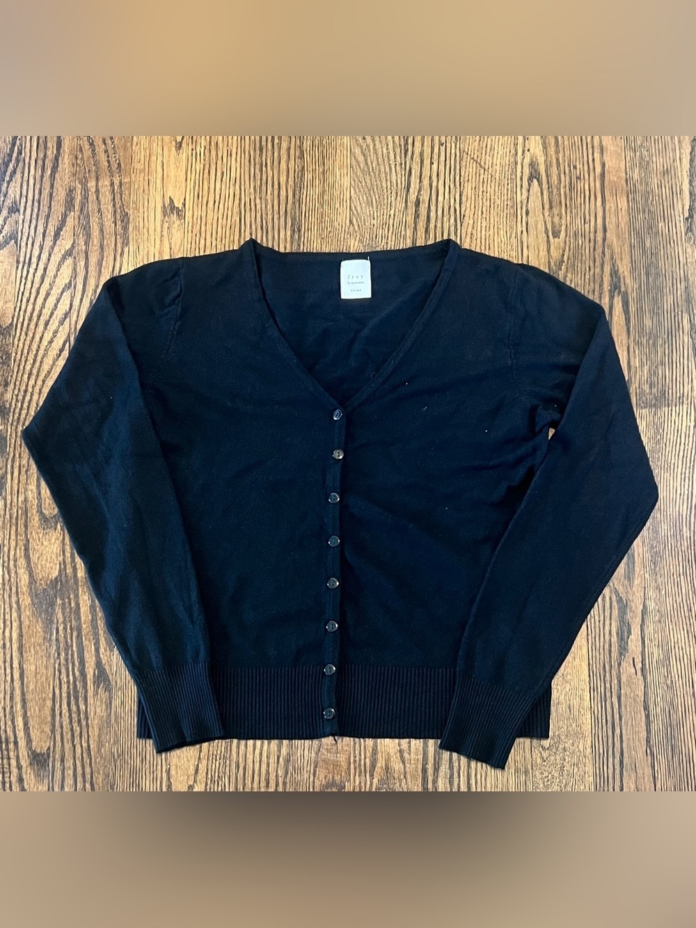 Frey by short story Black V-Neck Button Front Cardigan Sweater